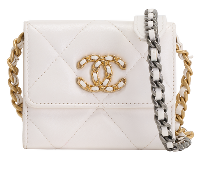 19 Card Holder On Chain, &pound;1,200, Handbags, White, Leather, Front view